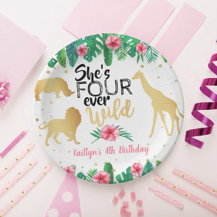 Assiettes En Carton Four Ever Wild Girls 4th Birthday Party Paper Plat