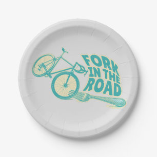 Assiettes En Carton Fourche dans la rue Funny vélo