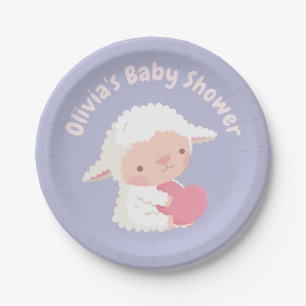 Assiettes En Carton Fournitures de baby shower pour un agneau mignon q
