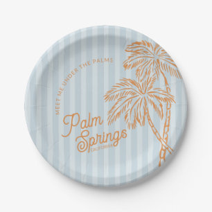 Assiettes En Carton Fournitures de fête pastels Blue Palm Spring Beach