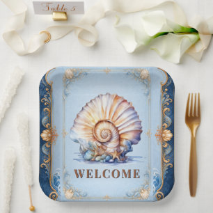 Assiettes En Carton Fournitures de pique-nique sur la plage thème coqu
