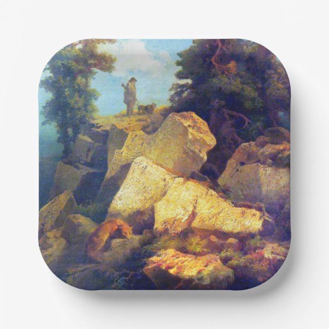 Assiettes En Carton Fox Hunt Josef Navrátil Après 1850 (Recto)