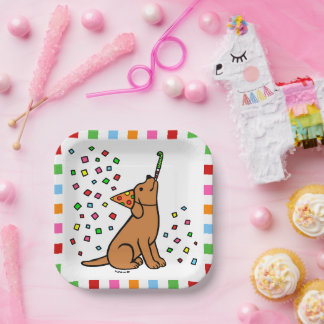 Assiettes En Carton Fox Red Labrador Anniversaire de fête Confetti