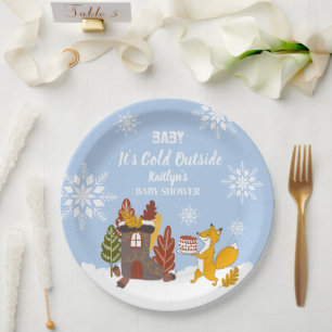 Assiettes En Carton Fox Winter Baby shower Il fait froid dehors