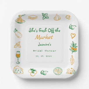 Assiettes En Carton Fraîche Hors Du Marché Douche Nuptiale Tirée À La
