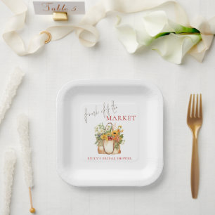 Assiettes En Carton Frais du Marché Florals Nom Shower de Mariée