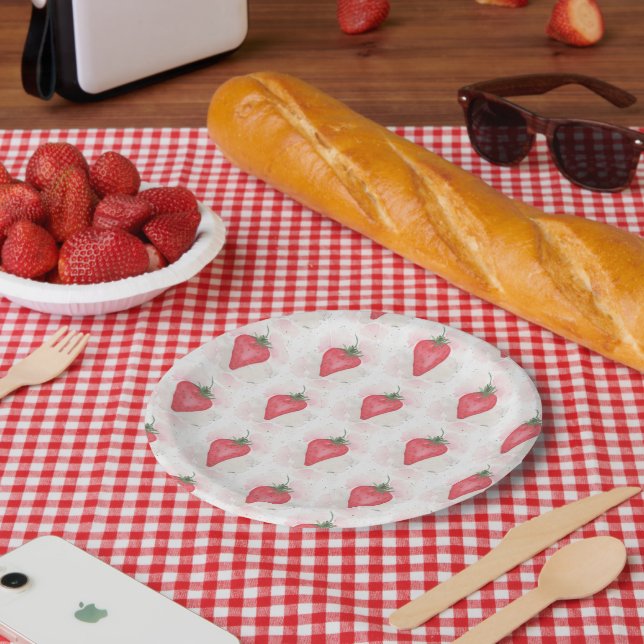 Assiettes En Carton Fraise (Pique-nique)