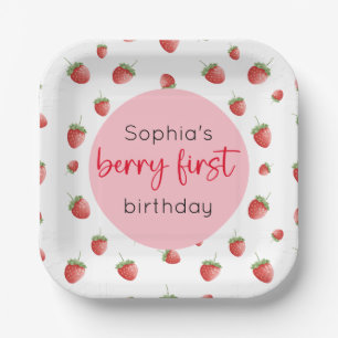 Assiettes En Carton fraise 1er anniversaire Berry 1er