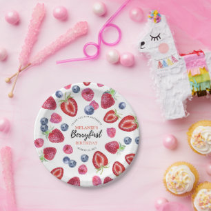 Assiettes En Carton Fraise 1er anniversaire   Berry First