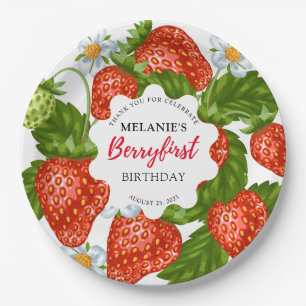 Assiettes En Carton Fraise 1er anniversaire Berry First