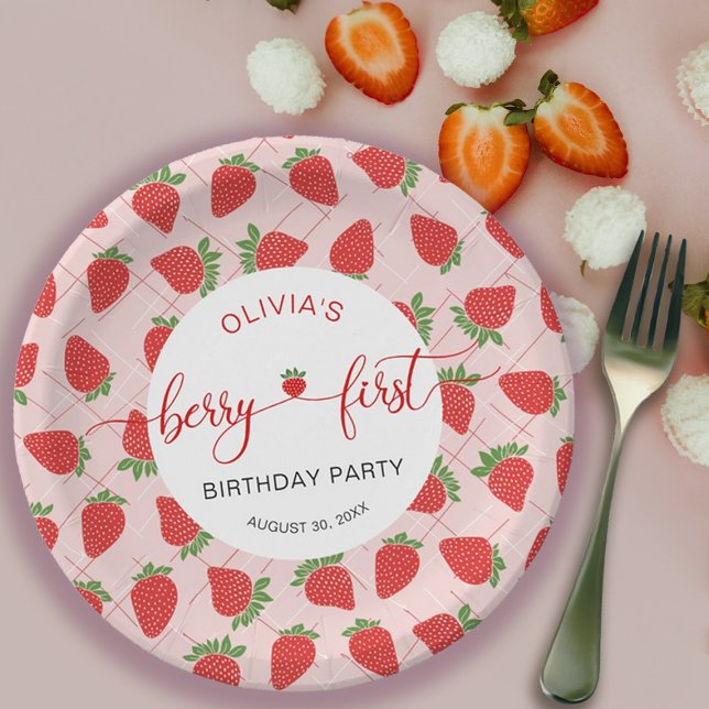 Assiettes En Carton Fraise 1er Anniversaire Fête Berry 1er (Strawberry 1st Birthday Party Berry First Paper Plates)