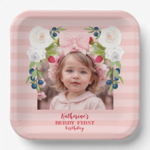 Assiettes En Carton Fraise 1er Berry Sweet Affiche de bienvenue d'anni