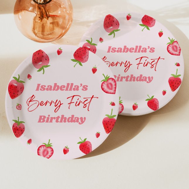 Assiettes En Carton Fraise Berry 1ère fête d'anniversaire (Créateur téléchargé)