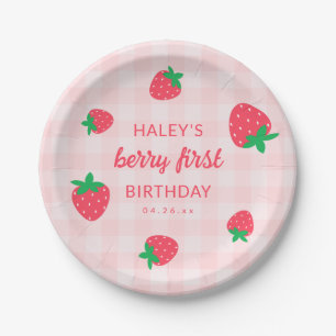 Assiettes En Carton Fraise Berry Premier 1er Mignon Bébé Rose Annivers