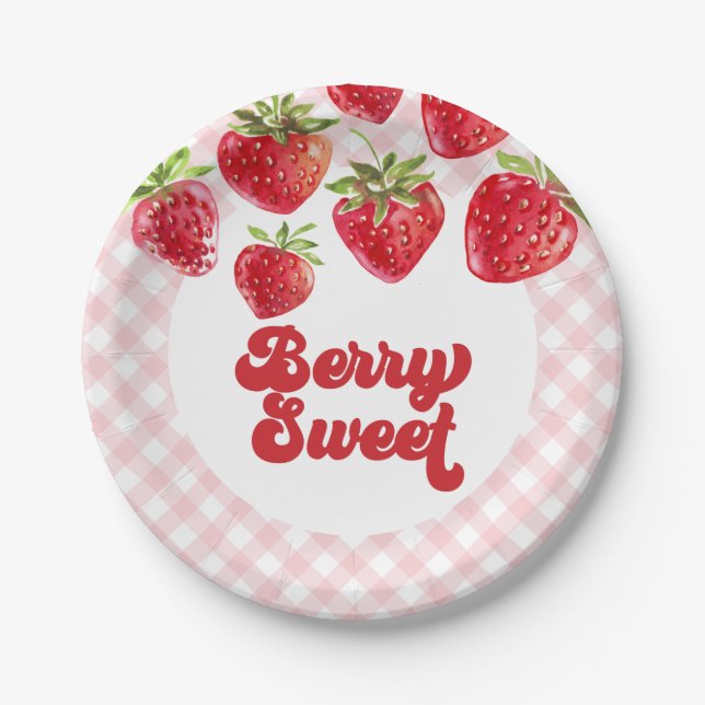 Assiettes En Carton Fraise Berry Sweet Plaques de papier d'anniversair (Devant)
