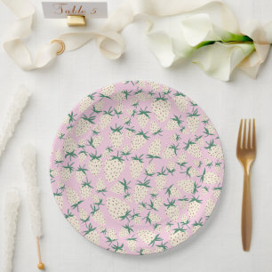 Assiettes En Carton Fraise blanche Pineberry DOUCHE DE MARIAGE SUR MES