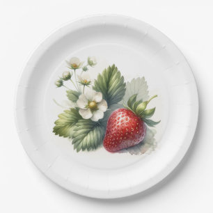 Assiettes En Carton Fraise et Fleur sucrée