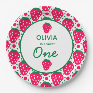 Assiettes En Carton Fraise Fille 1er Anniversaire Plaques Papier de fê