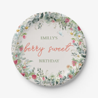 Assiettes En Carton Fraise Fille Berry Premier anniversaire