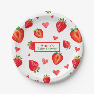 Assiettes En Carton Fraise Motif à thème Baby shower de fruits du prin