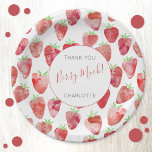 Assiettes En Carton Fraise personnalisée<br><div class="desc">Cute,  douce et moderne aquarelle Merci de fraise Berry Beaucoup de design. Customisez le texte et changez le nom en fonction de votre célébration. Art original de Nic Squirrell</div>
