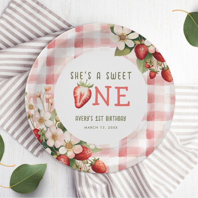 Assiettes En Carton Fraise première fête d'anniversaire Berry (Créateur téléchargé)