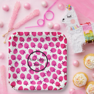 Assiettes En Carton fraise rose champ été boulangerie nature fruit