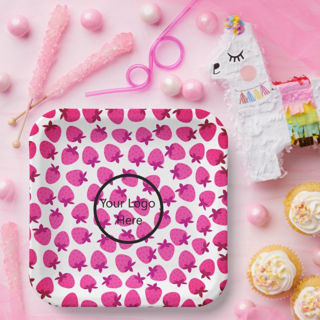 Assiettes En Carton fraise rose champ été boulangerie nature fruit (Fête)