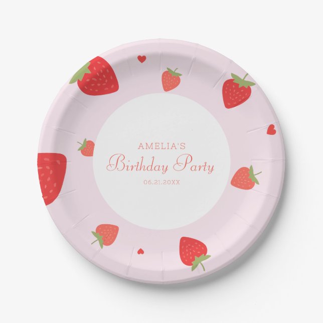 Assiettes En Carton Fraise Sweet Girl fête d'anniversaire (Devant)
