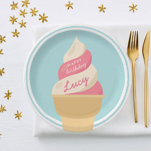 Assiettes En Carton Fraise vanille crème glacée Anniversaire de enfant