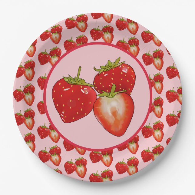 Assiettes En Carton fraises  (Devant)