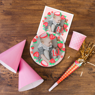 Assiettes En Carton Fraises 1er anniversaire baie première