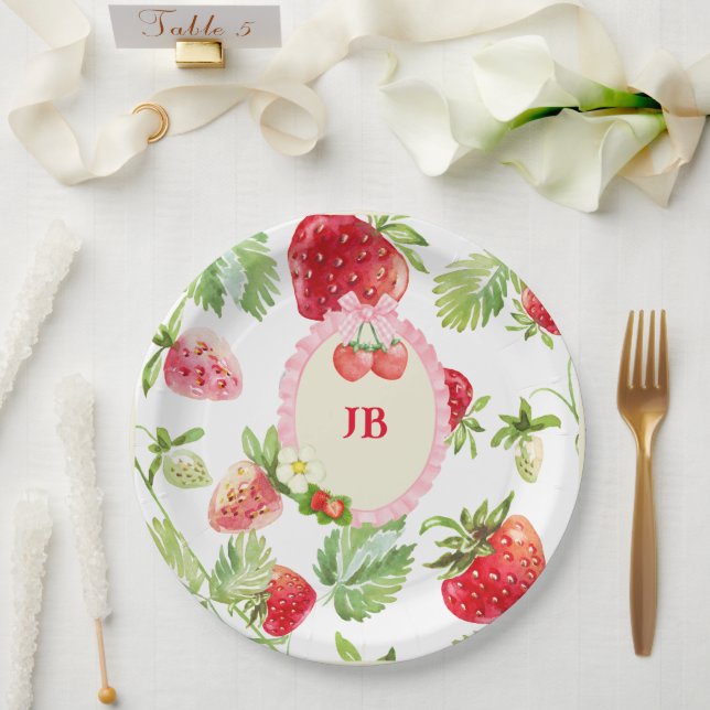 Assiettes En Carton Framboise personnalisée (Mariage)