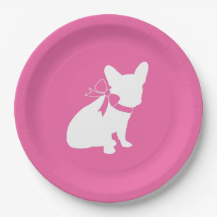 Assiettes En Carton Français Baby shower Bulldog Français Français ros