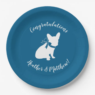 Assiettes En Carton Français Baby shower Bulldog Français Frenchie Blu