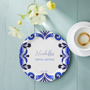 Assiettes En Carton Français Blue Méditerranée tuiles nuptiale douche