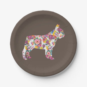Assiettes En Carton Français Bulldog Flower Motif Frenchie Bulldogs