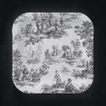 Assiettes En Carton Française toile de jouy noir et blanc élégant<br><div class="desc">toile de jouy noire et blanche.</div>
