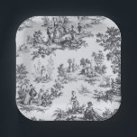 Assiettes En Carton Française toile de jouy noir et blanc élégant<br><div class="desc">toile de jouy noire et blanche.</div>