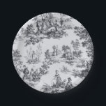 Assiettes En Carton Française toile de jouy noir et blanc élégant<br><div class="desc">toile de jouy noire et blanche.</div>