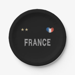 Assiettes En Carton France Football Fan Chemise Coeur