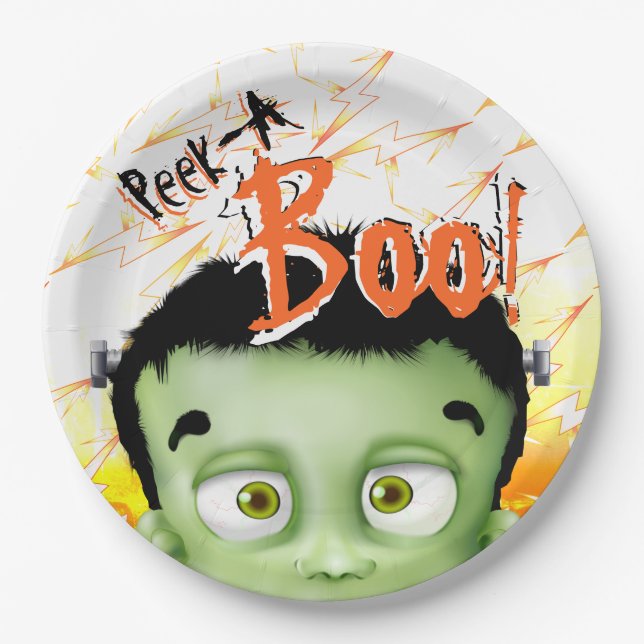 Assiettes En Carton Frankenstein Monster Peek A Boy Birthday Party (Devant)