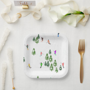 Assiettes En Carton Freeride Skieurs Alpins Ski Ski Skis Art Party 