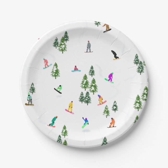Assiettes En Carton Freeride Snowboarder Illustration de snowboard (Devant)