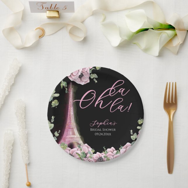 Assiettes En Carton French Floral Oh la la Bridal Shower Paper Plate (Mariage)