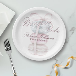 Assiettes En Carton French Macaron Bonjour Bebe Baby shower