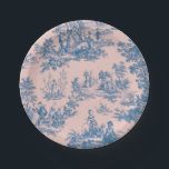 Assiettes En Carton French toile de jouy bleu et rose élégant<br><div class="desc">Français toile de jouy rose et blanc.</div>