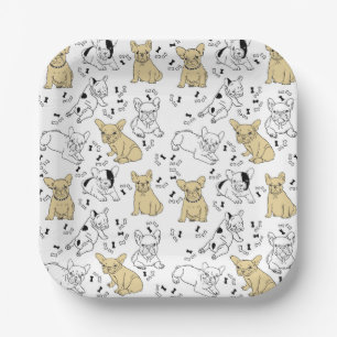 Assiettes En Carton Frenchie aime les os