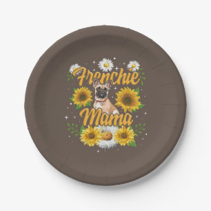 Assiettes En Carton Frenchie Mama French Buldog Sunflower