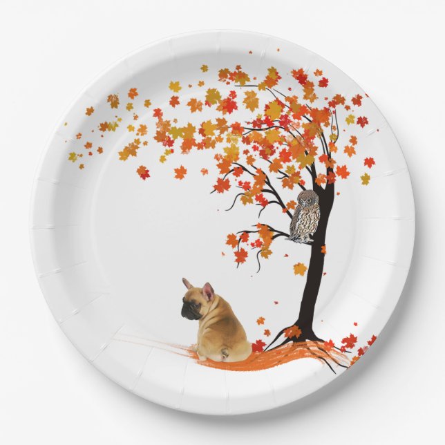 Assiettes En Carton Frenchie My Spirit Animaux Owl Frenchie Lovers (Devant)
